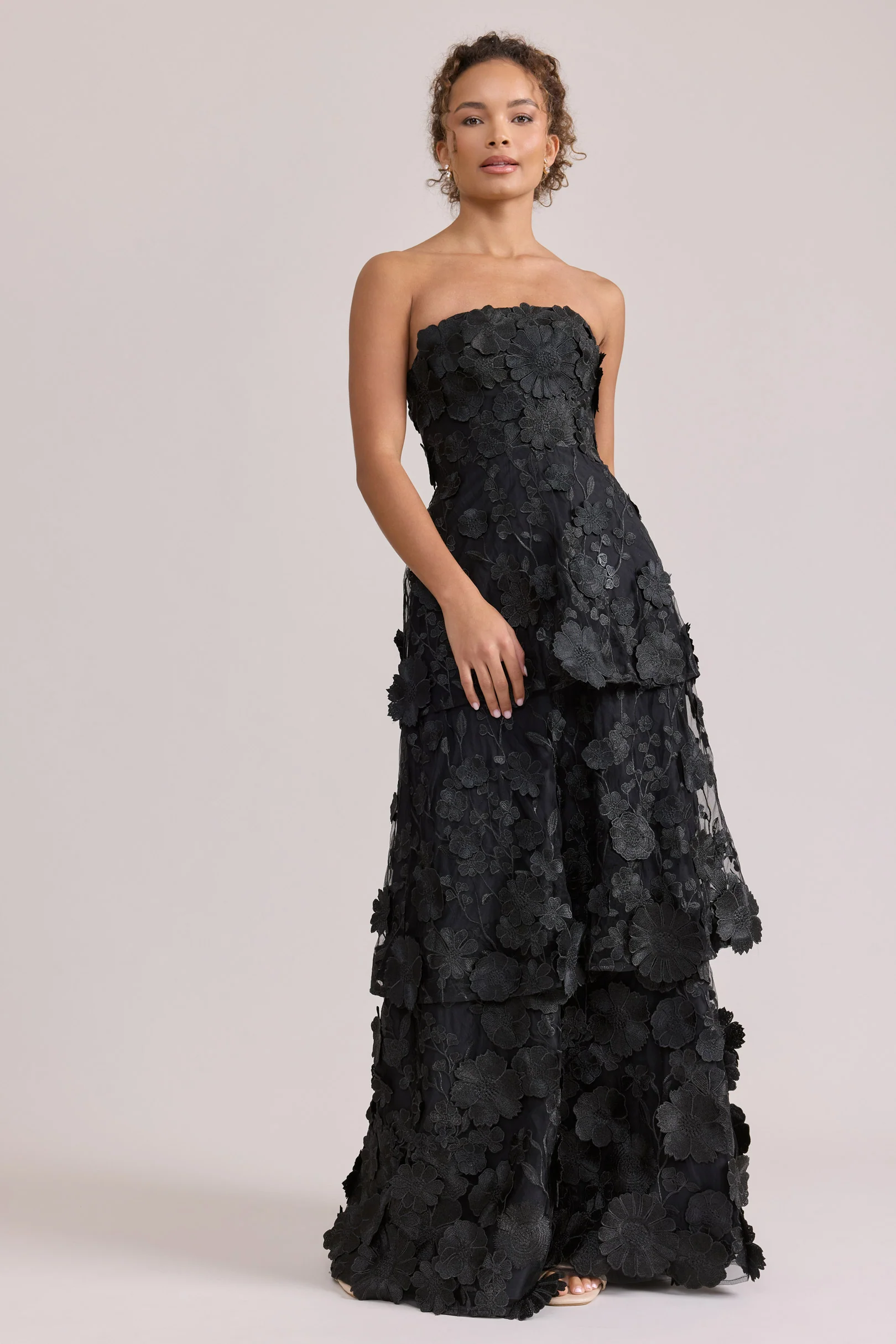 Flora Appliqué Dress | Ready To Ship | Black