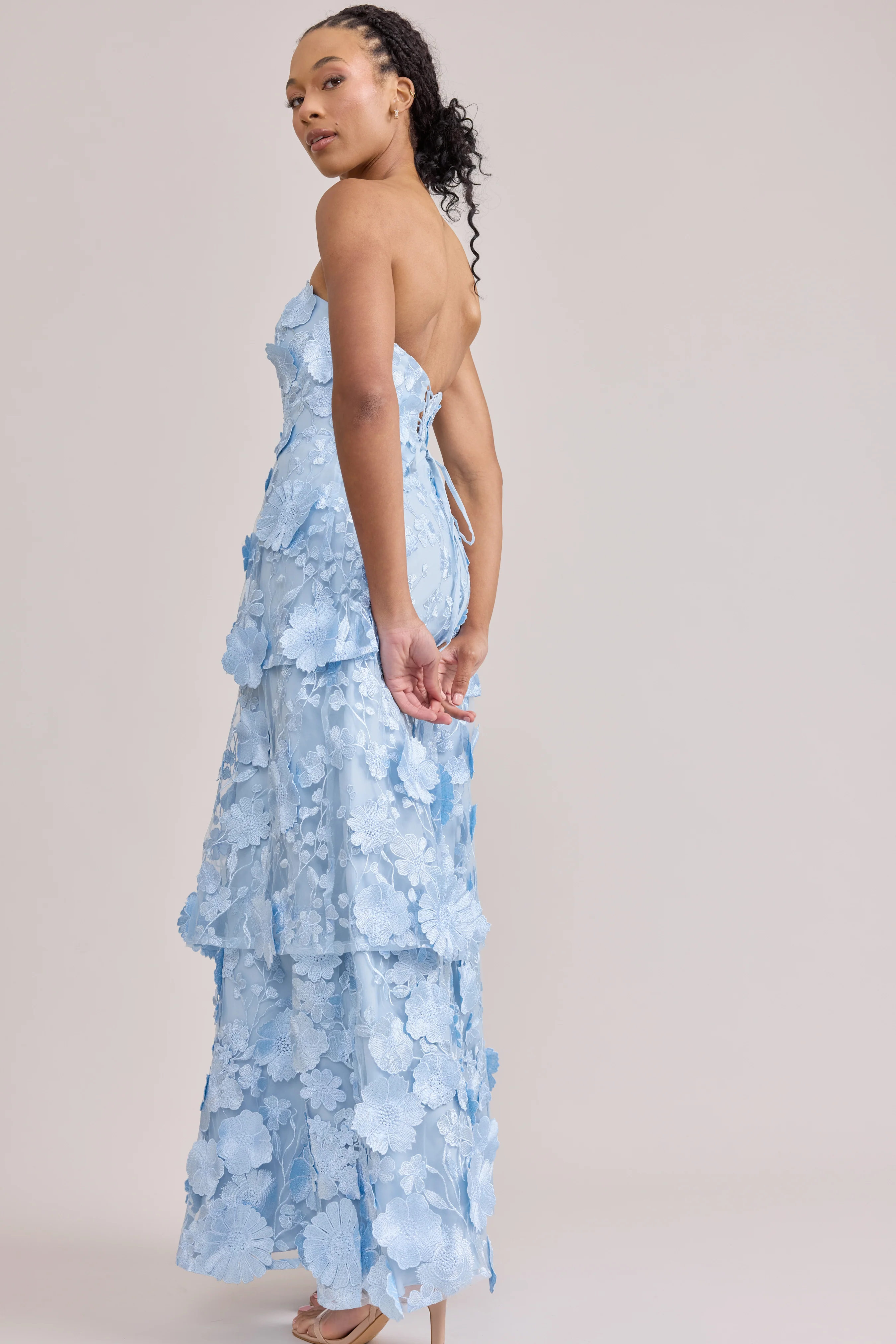 Flora Appliqué Dress | Ready To Ship | Sky Blue - Image 6