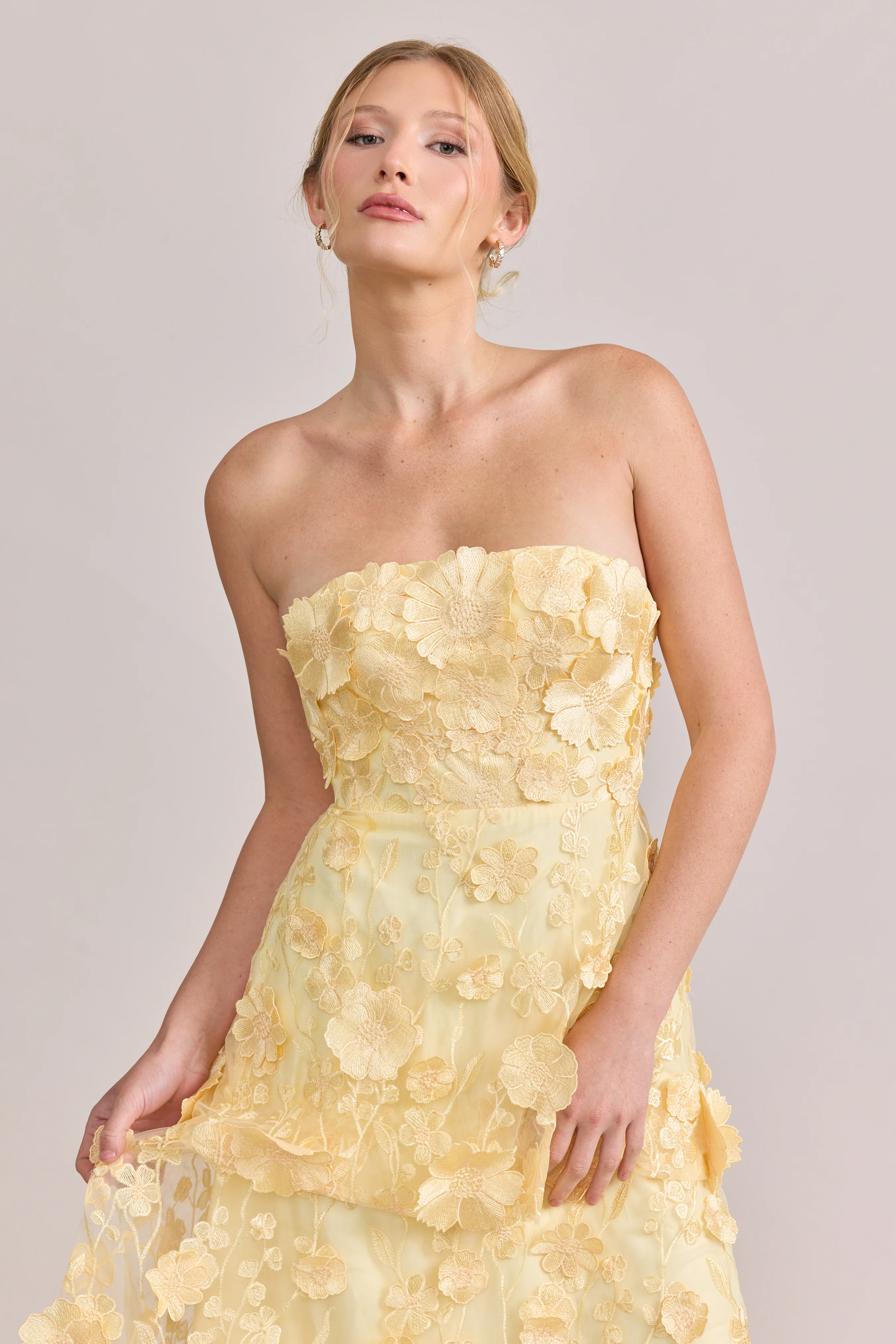 Flora Appliqué Dress | Ready To Ship | Yellow - Image 2