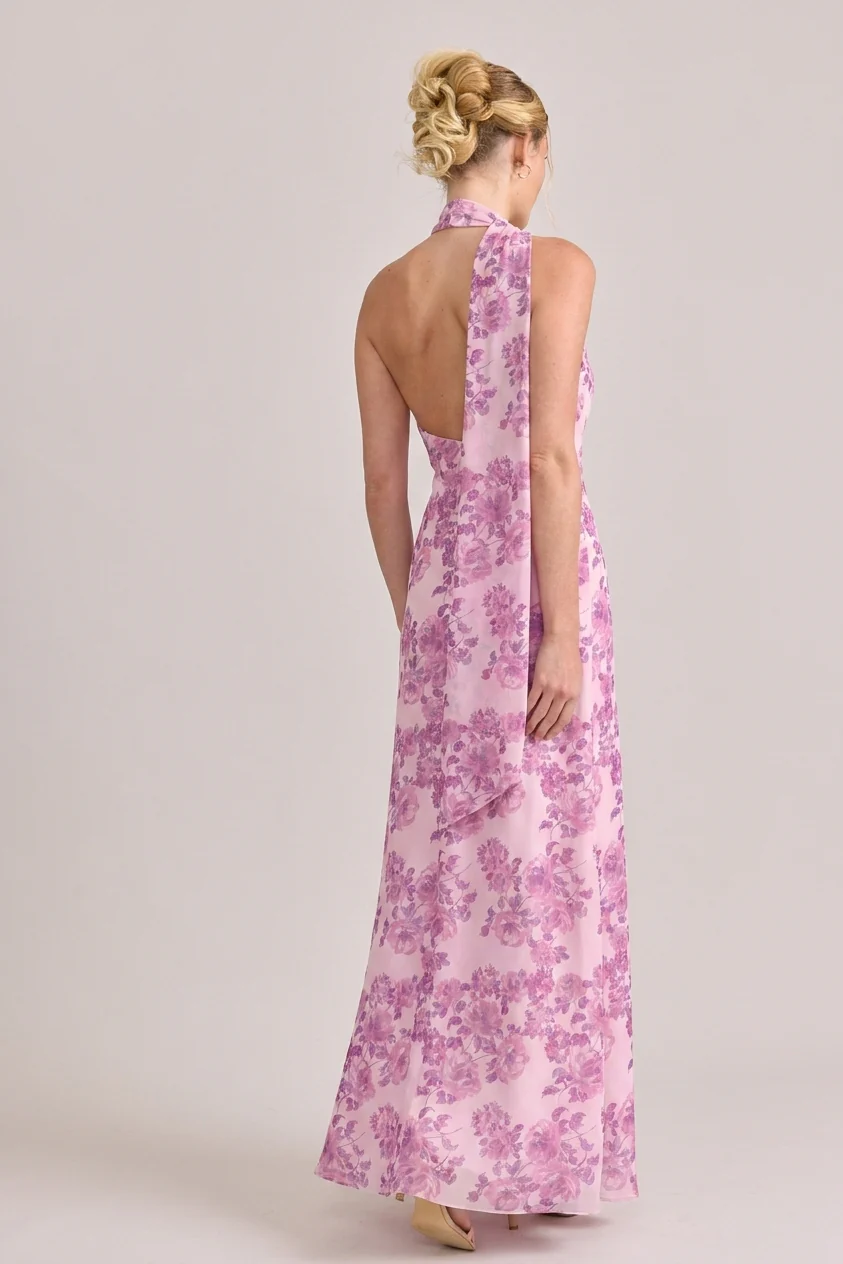 Imani Chiffon Floral Print Dress | Made To Order - Image 31