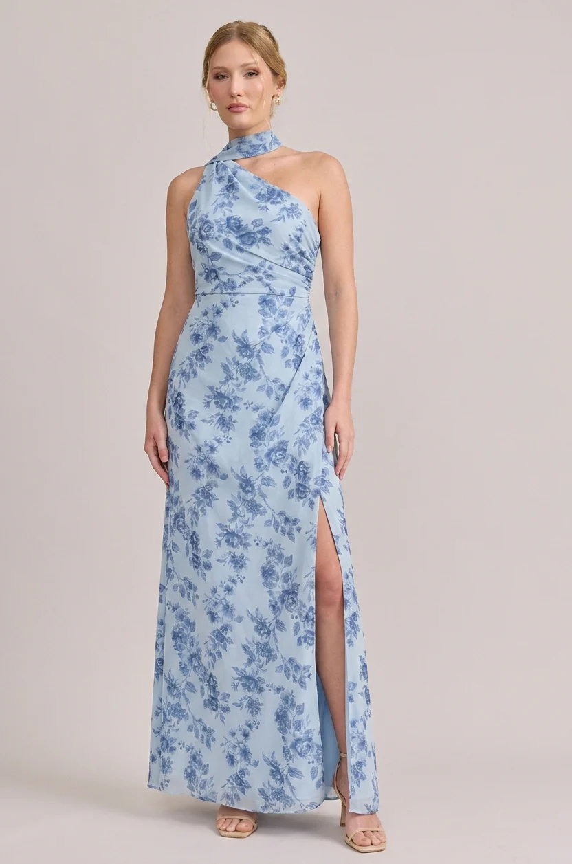 Imani Chiffon Floral Print Dress | Made To Order - Image 49