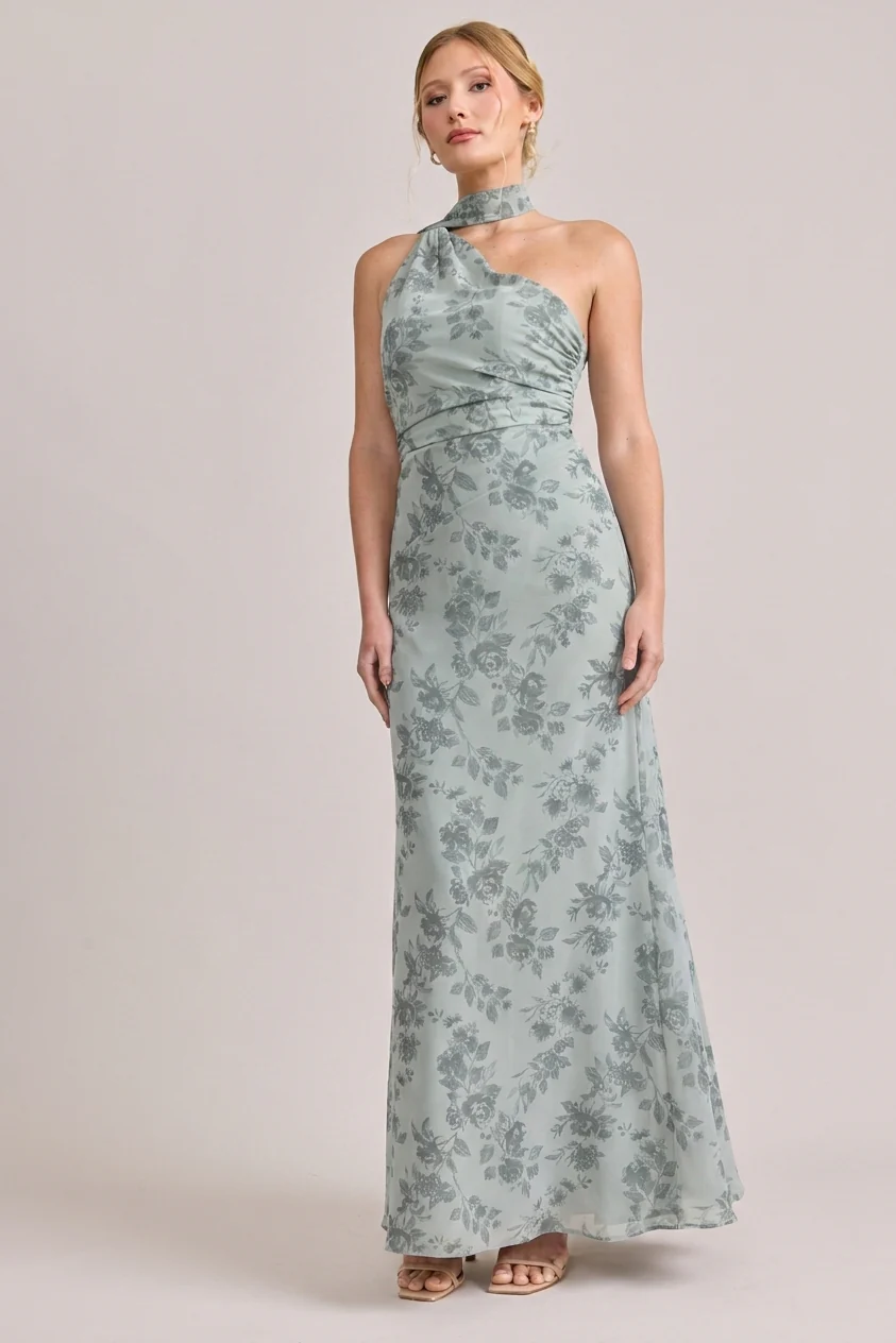 Imani Chiffon Floral Print Dress | Made To Order - Image 8