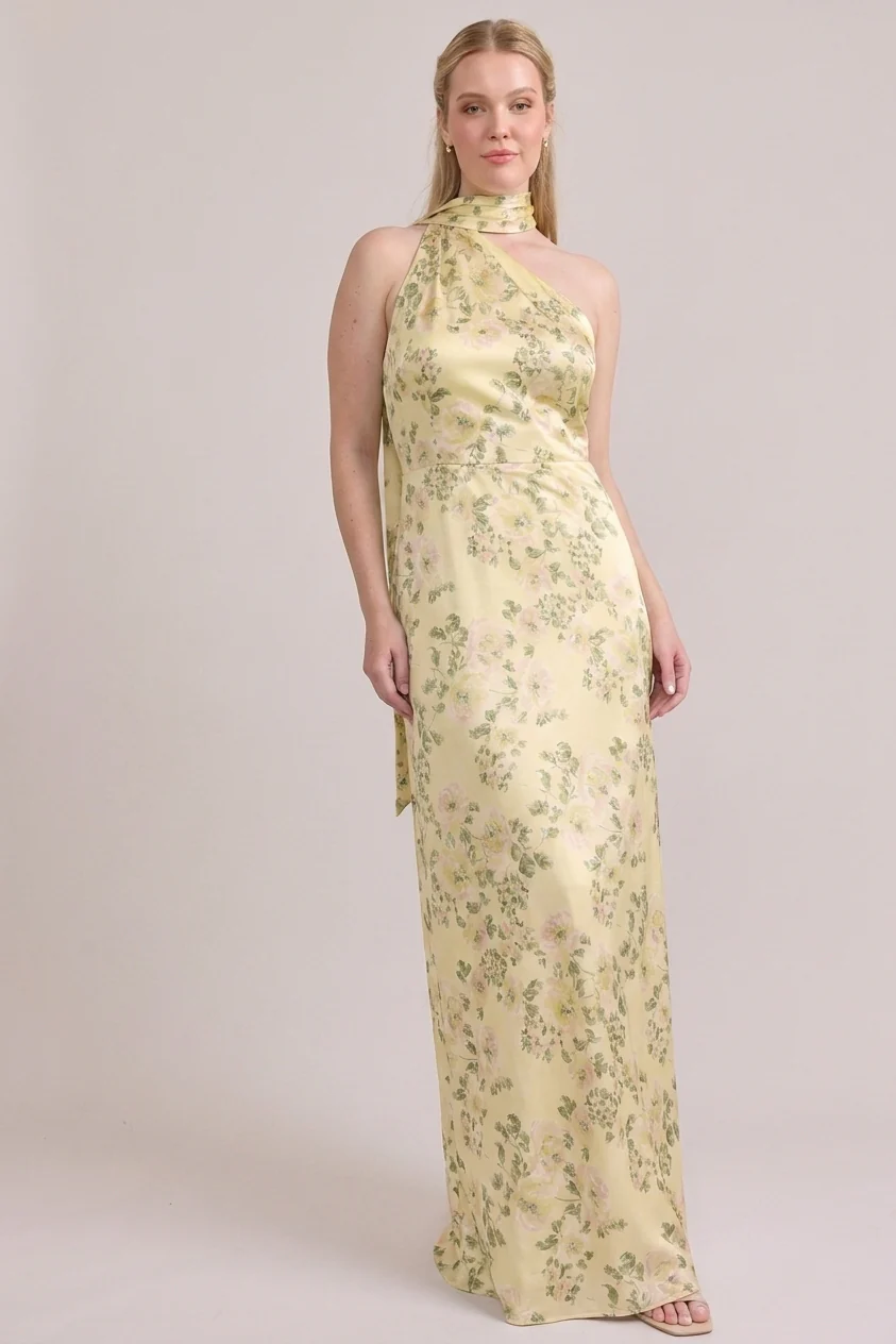 Imani Satin Floral Print Dress | Made To Order