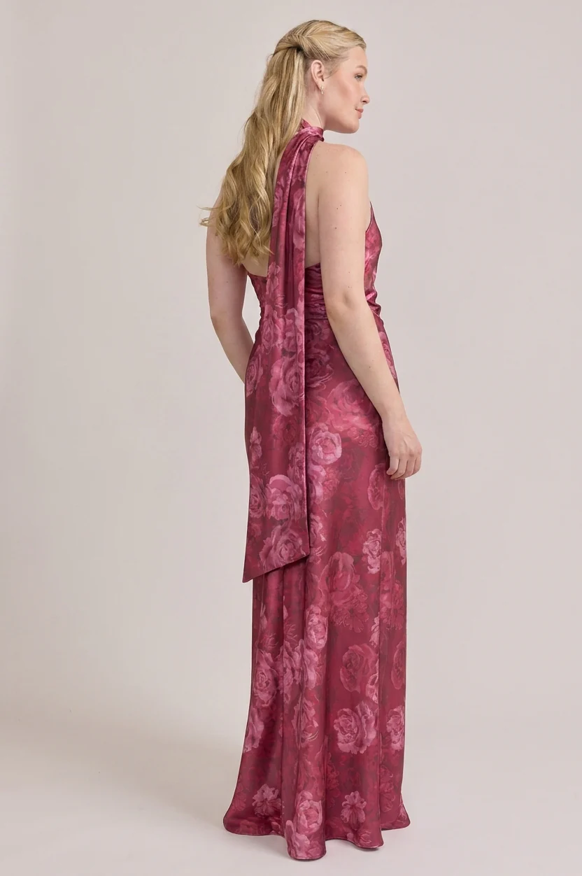 Imani Satin Floral Print Dress | Made To Order - Image 10