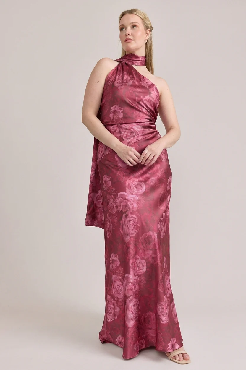 Imani Satin Floral Print Dress | Made To Order - Image 11