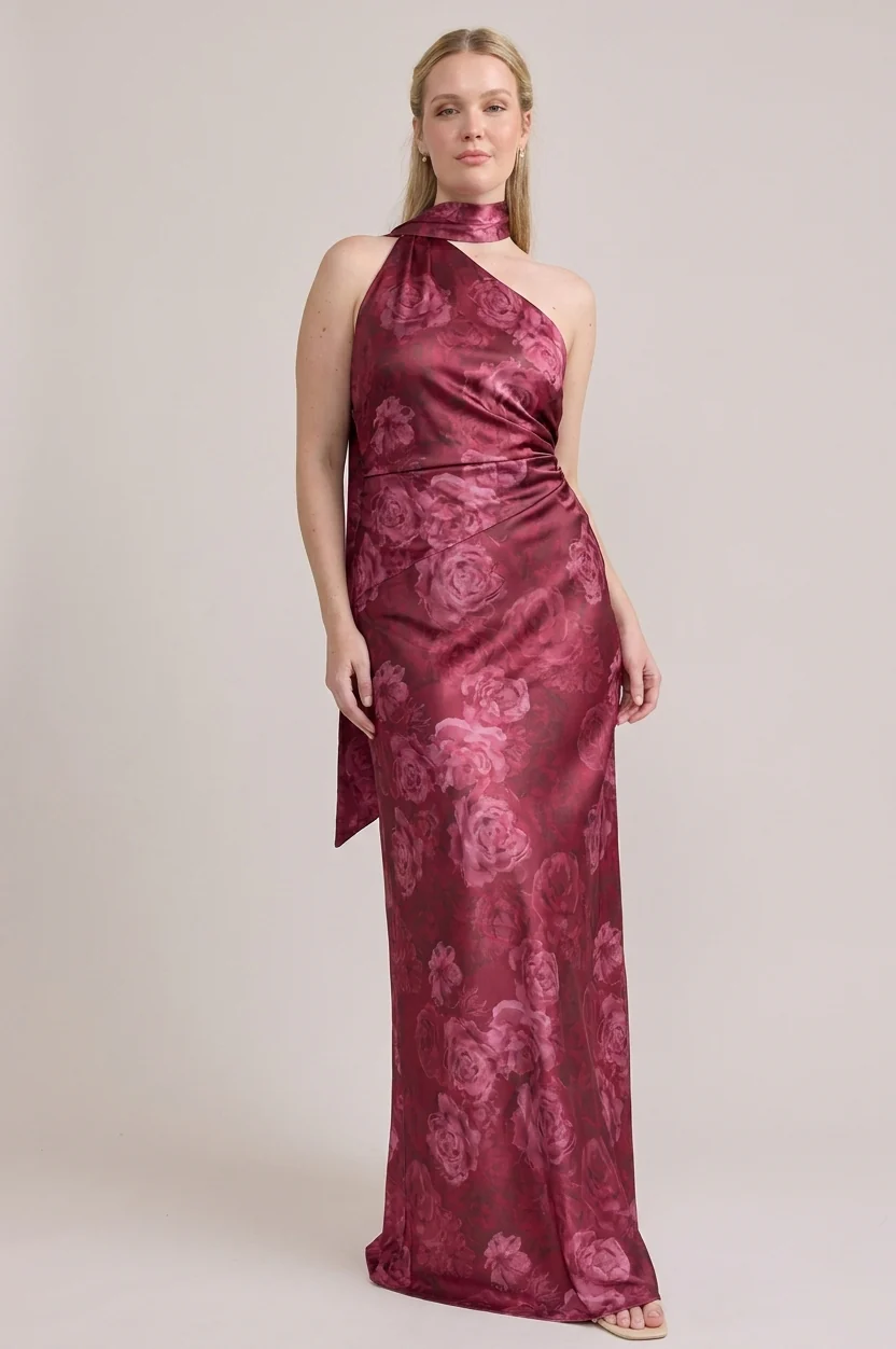 Imani Satin Floral Print Dress | Made To Order - Image 12