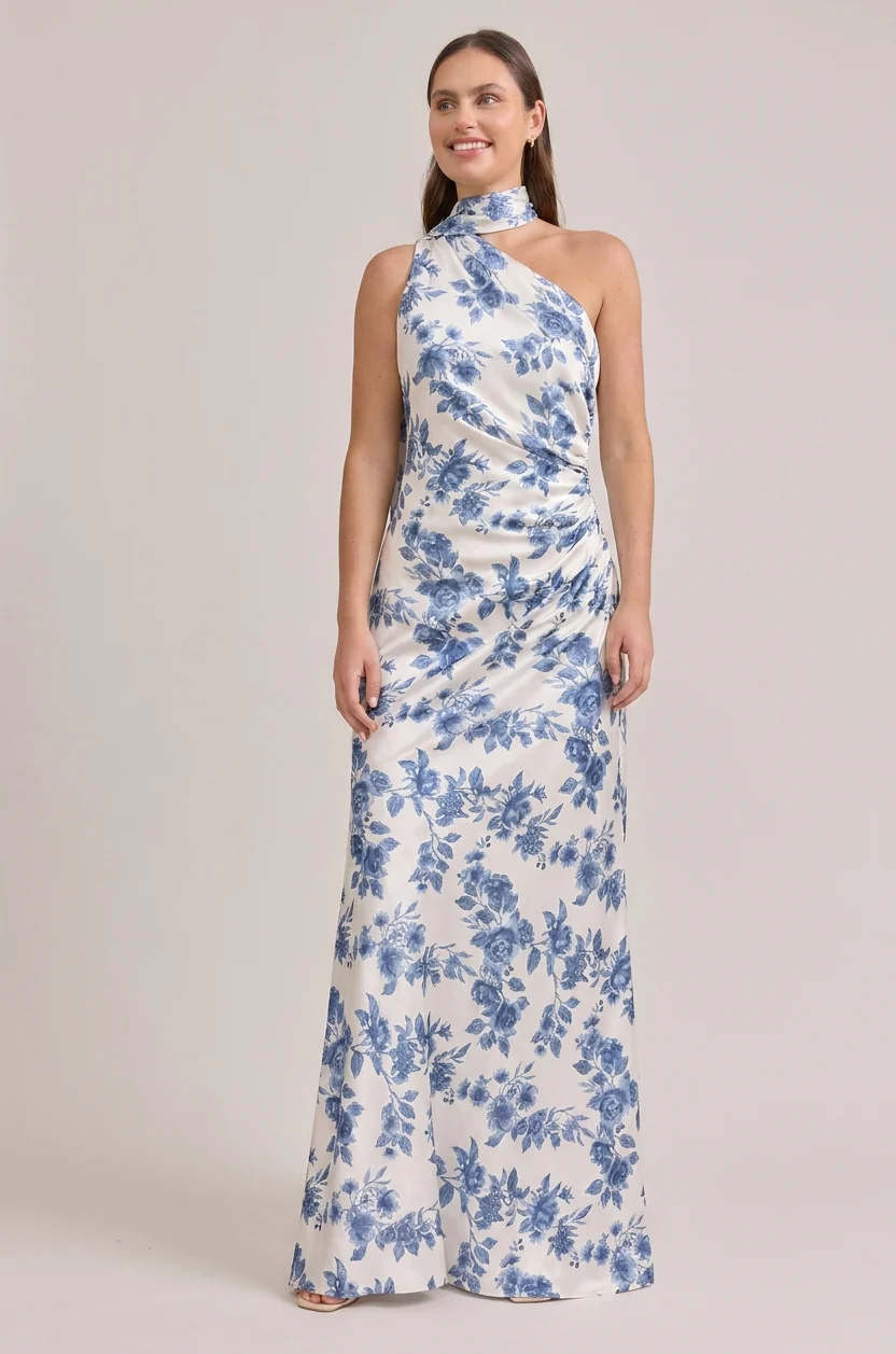 Imani Satin Floral Print Dress | Made To Order - Image 19