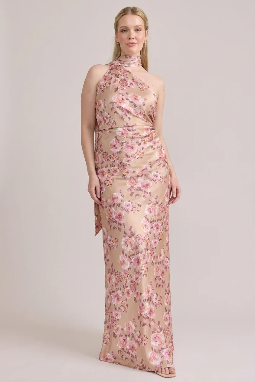 Imani Satin Floral Print Dress | Made To Order - Image 24