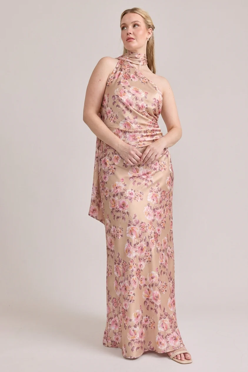 Imani Satin Floral Print Dress | Made To Order - Image 25