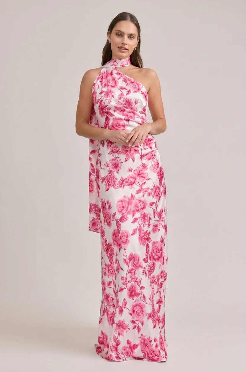 Imani Satin Floral Print Dress | Made To Order - Image 26