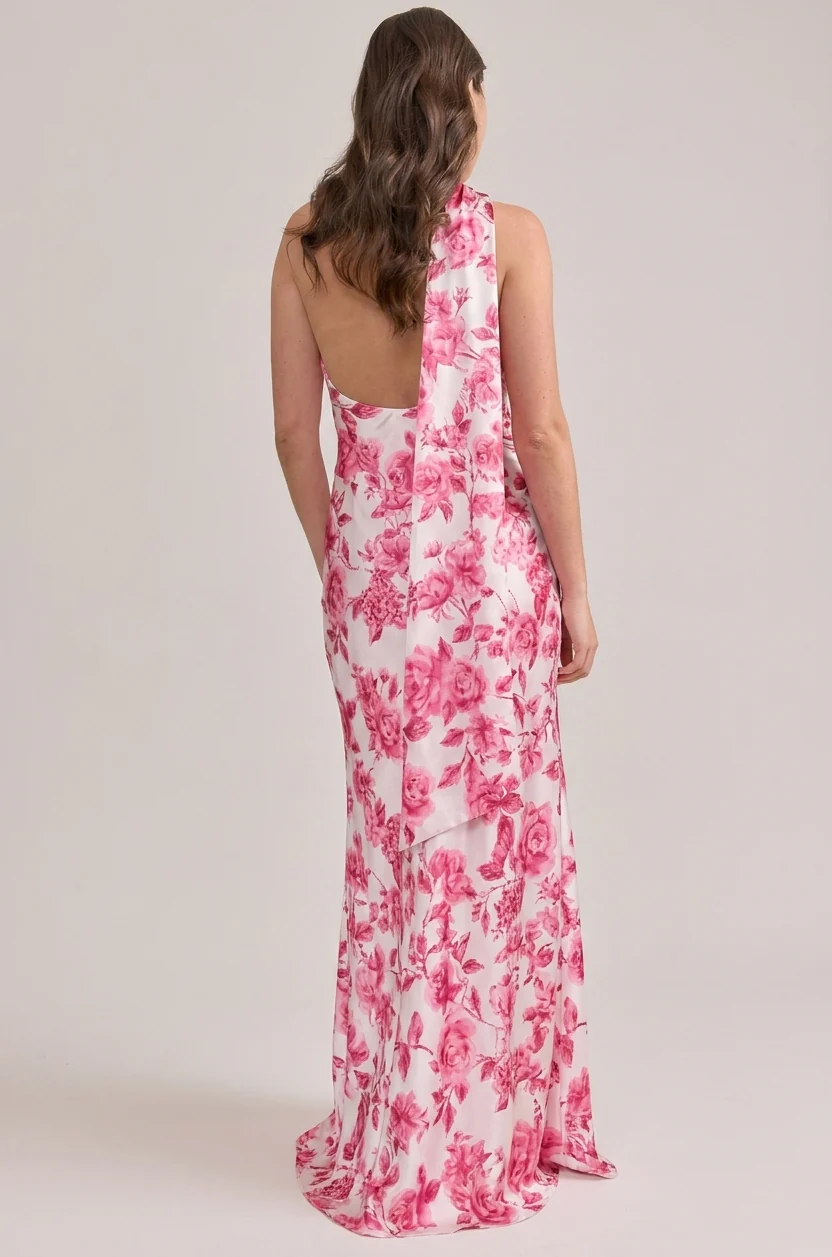 Imani Satin Floral Print Dress | Made To Order - Image 27