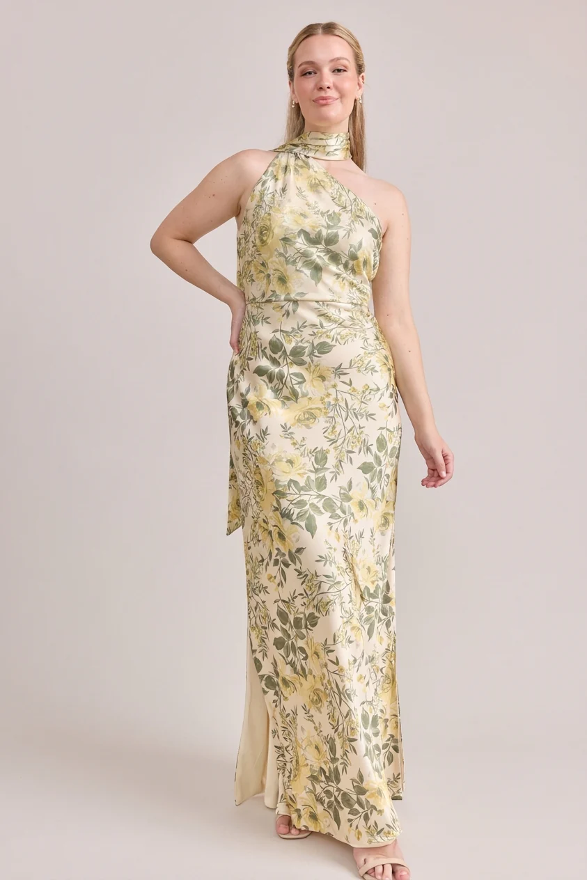 Imani Satin Floral Print Dress | Made To Order - Image 3