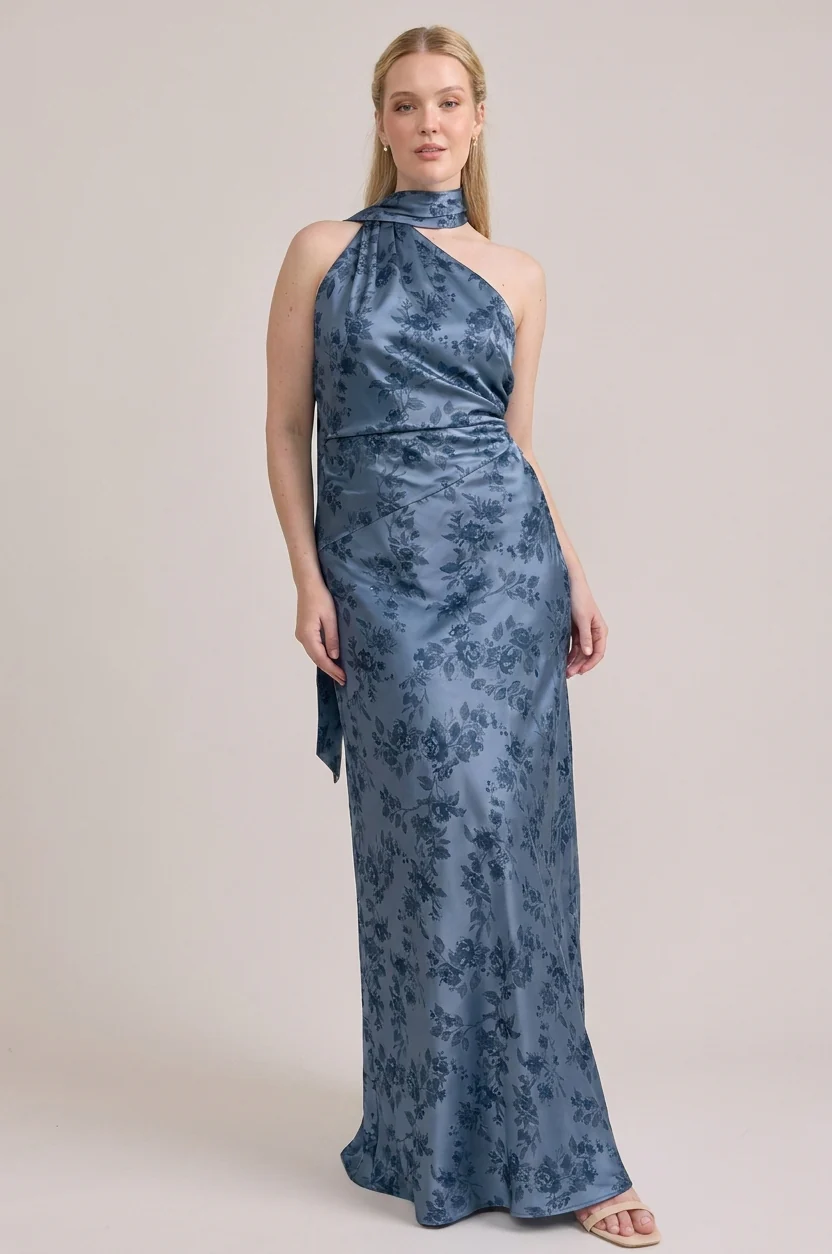 Imani Satin Floral Print Dress | Made To Order - Image 30