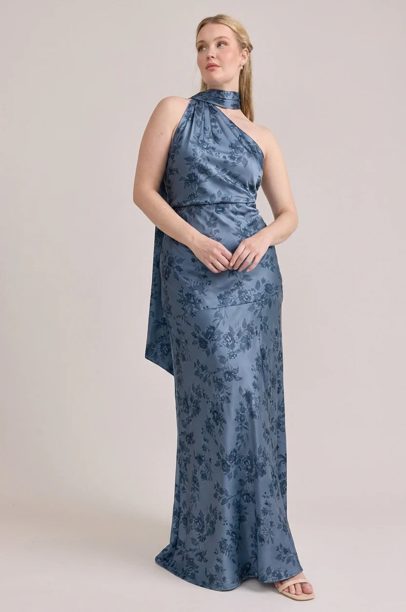 Imani Satin Floral Print Dress | Made To Order - Image 31