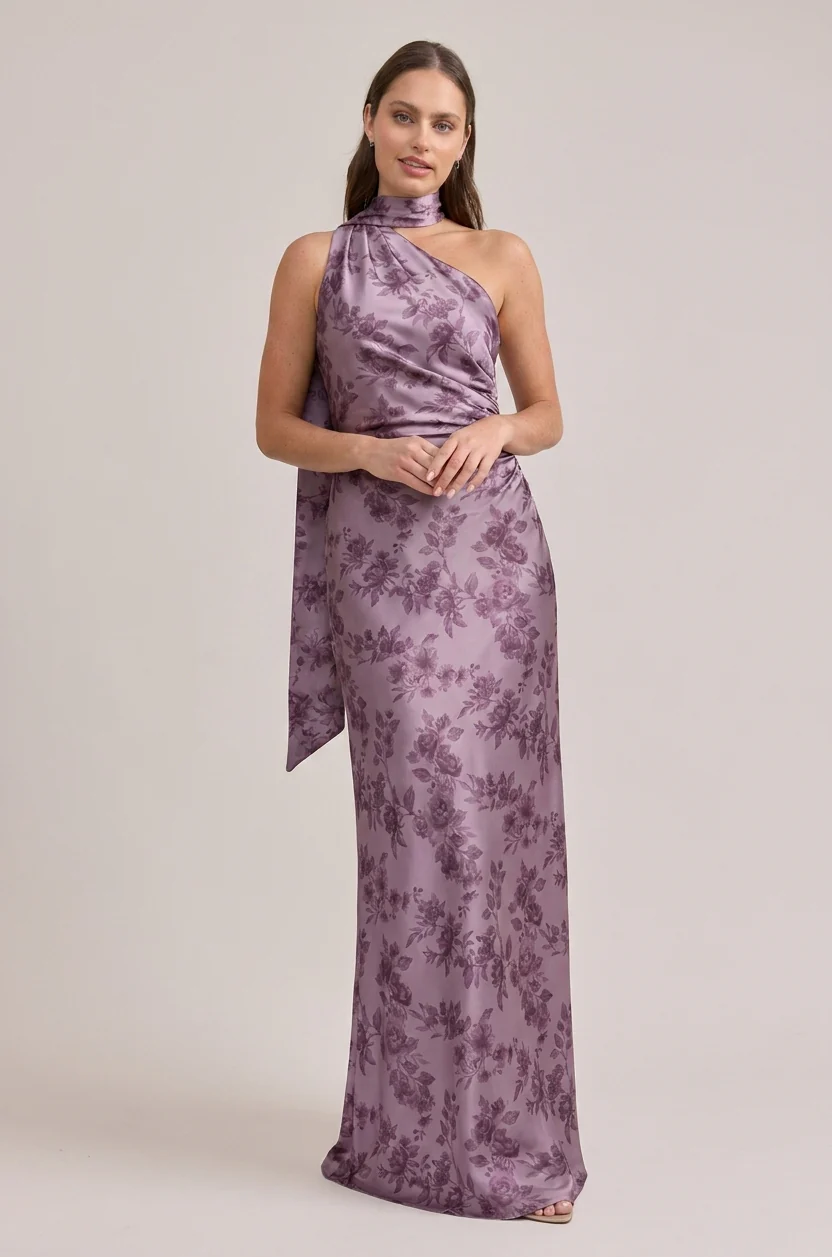 Imani Satin Floral Print Dress | Made To Order - Image 32