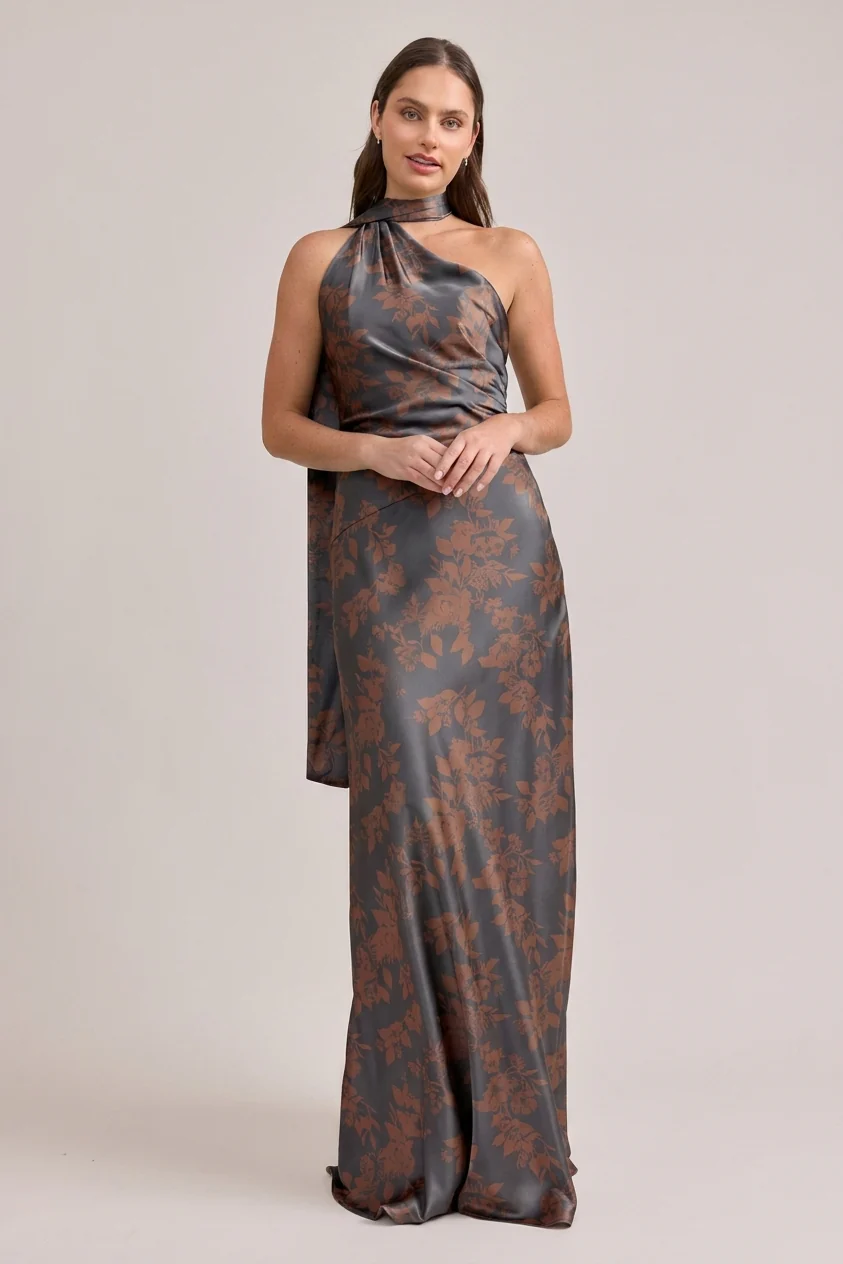 Imani Satin Floral Print Dress | Made To Order - Image 33