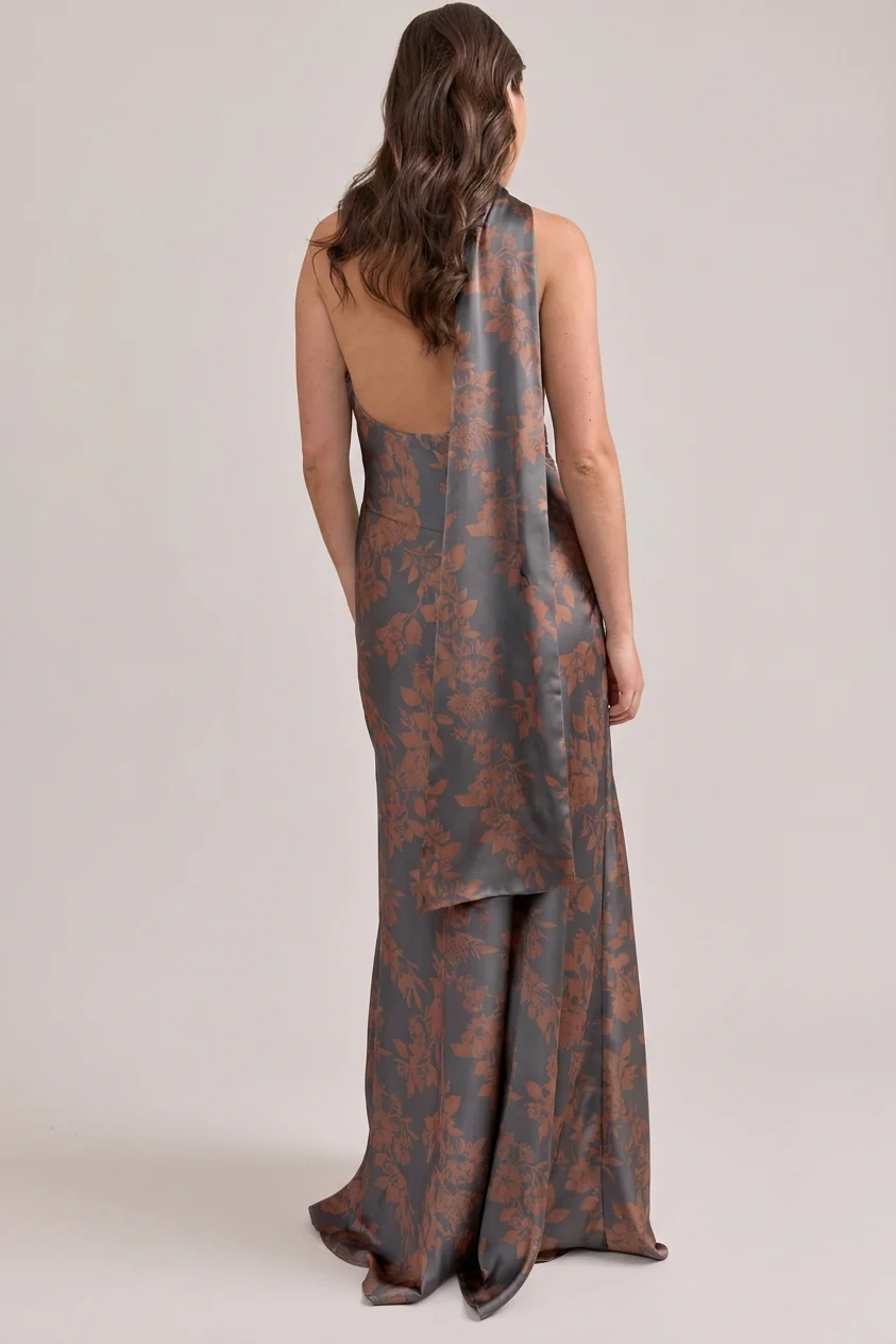 Imani Satin Floral Print Dress | Made To Order - Image 34
