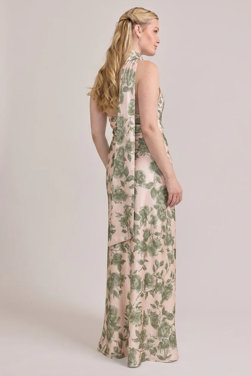 Imani Satin Floral Print Dress | Made To Order - Image 36