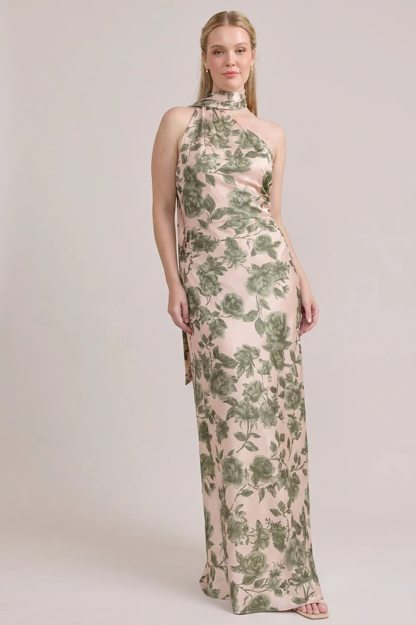 Imani Satin Floral Print Dress | Made To Order - Image 37
