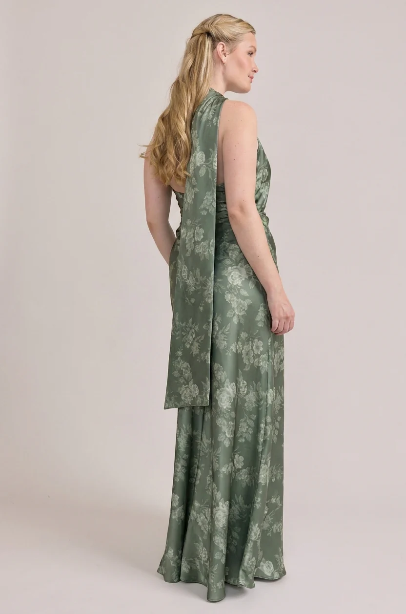 Imani Satin Floral Print Dress | Made To Order - Image 38