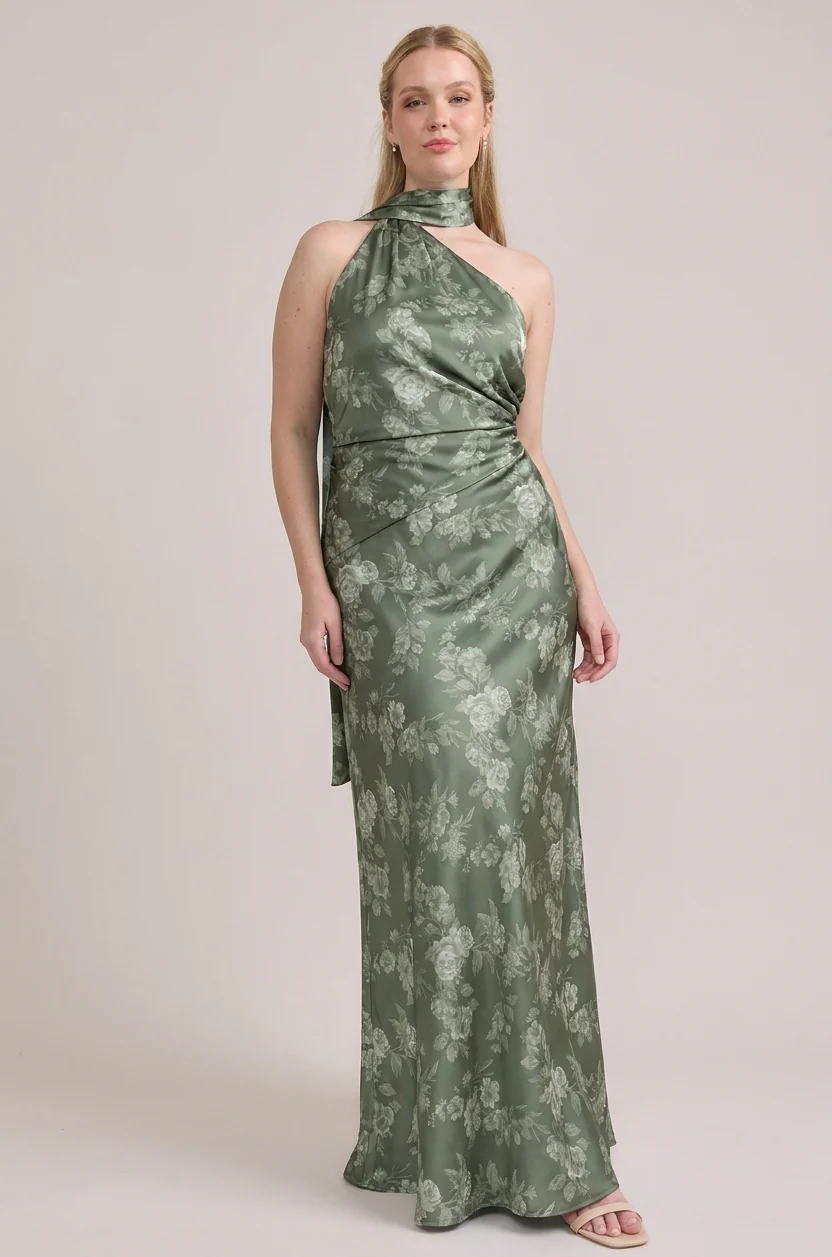 Imani Satin Floral Print Dress | Made To Order - Image 39