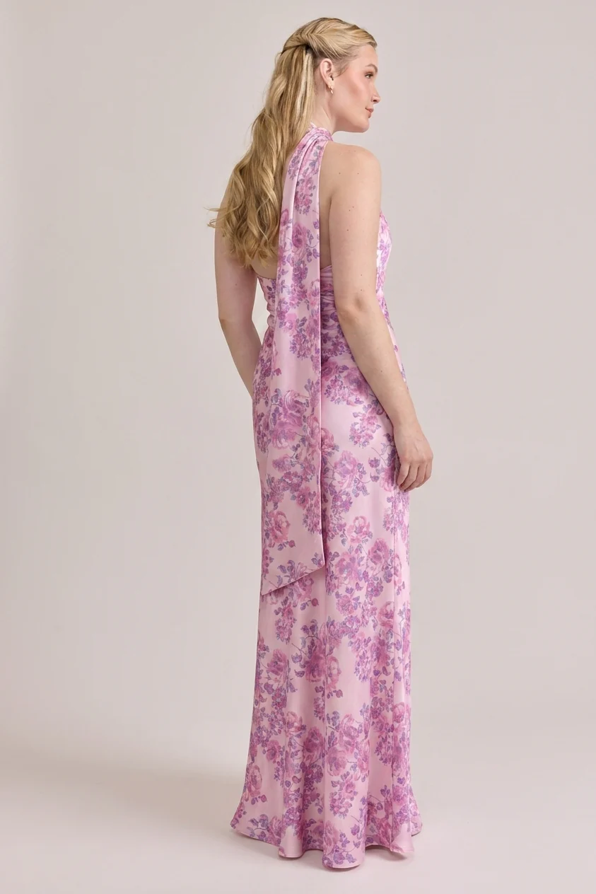 Imani Satin Floral Print Dress | Made To Order - Image 42
