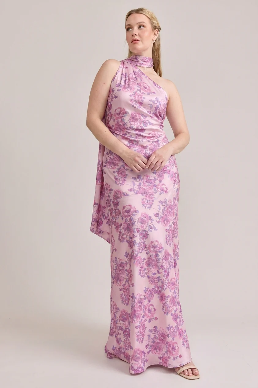Imani Satin Floral Print Dress | Made To Order - Image 43