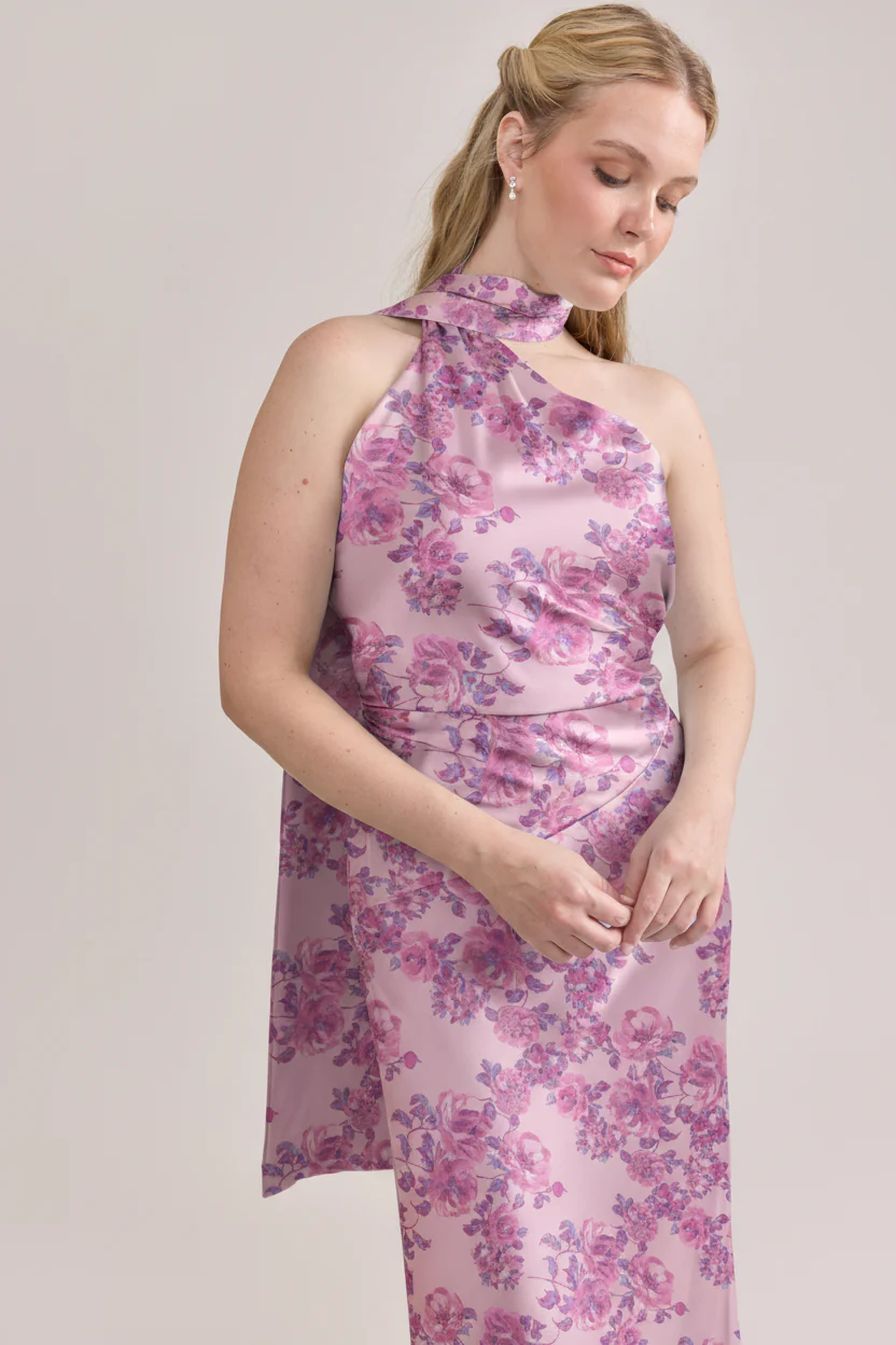 Imani Satin Floral Print Dress | Made To Order - Image 44