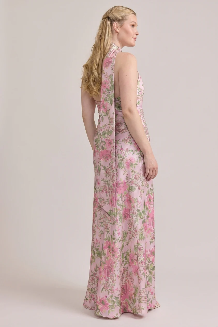 Imani Satin Floral Print Dress | Made To Order - Image 46