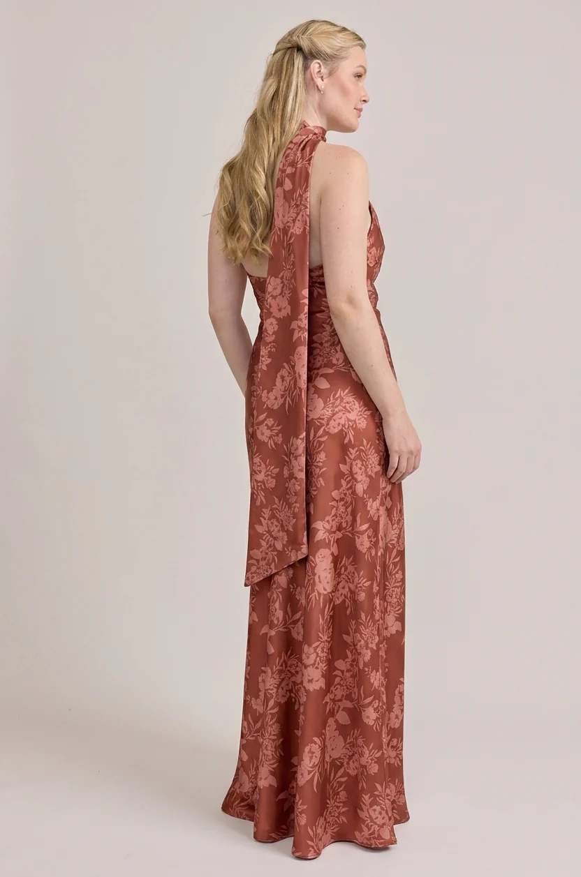 Imani Satin Floral Print Dress | Made To Order - Image 48