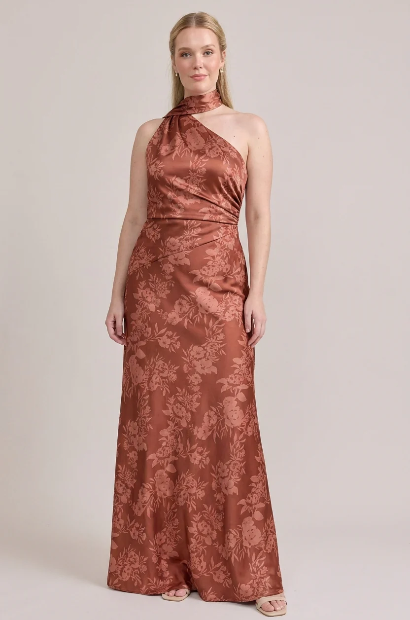 Imani Satin Floral Print Dress | Made To Order - Image 49