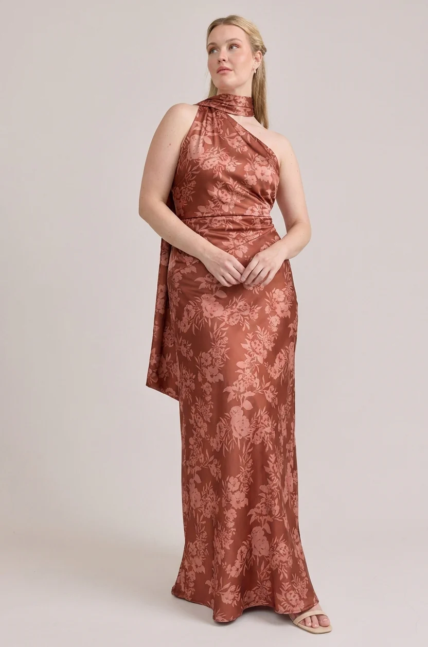 Imani Satin Floral Print Dress | Made To Order - Image 50