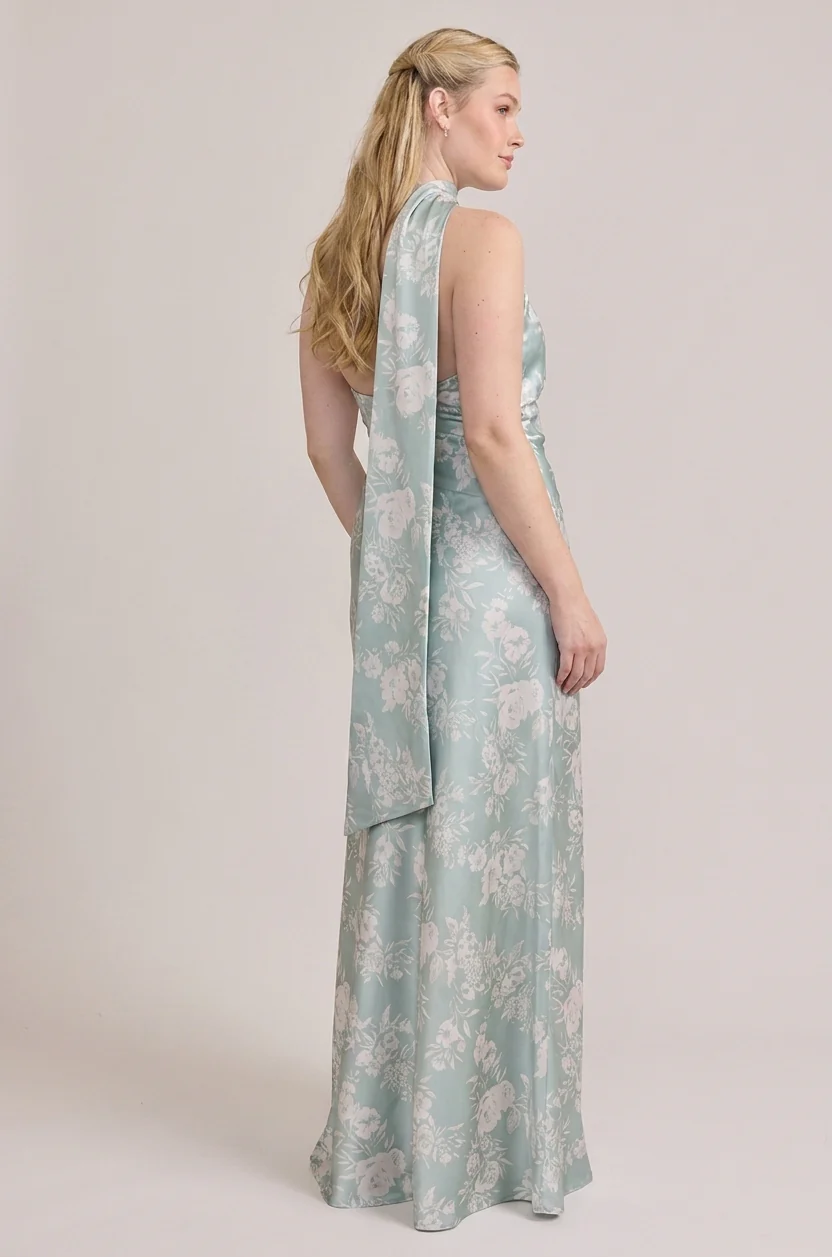 Imani Satin Floral Print Dress | Made To Order - Image 51