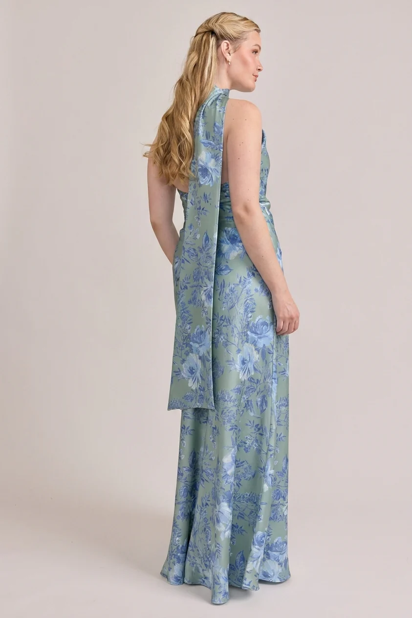 Imani Satin Floral Print Dress | Made To Order - Image 52