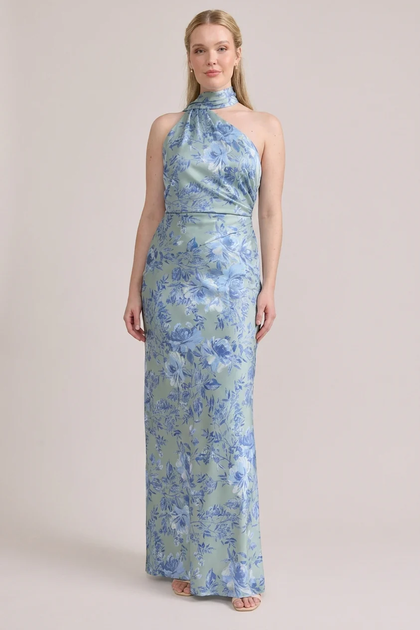 Imani Satin Floral Print Dress | Made To Order - Image 53