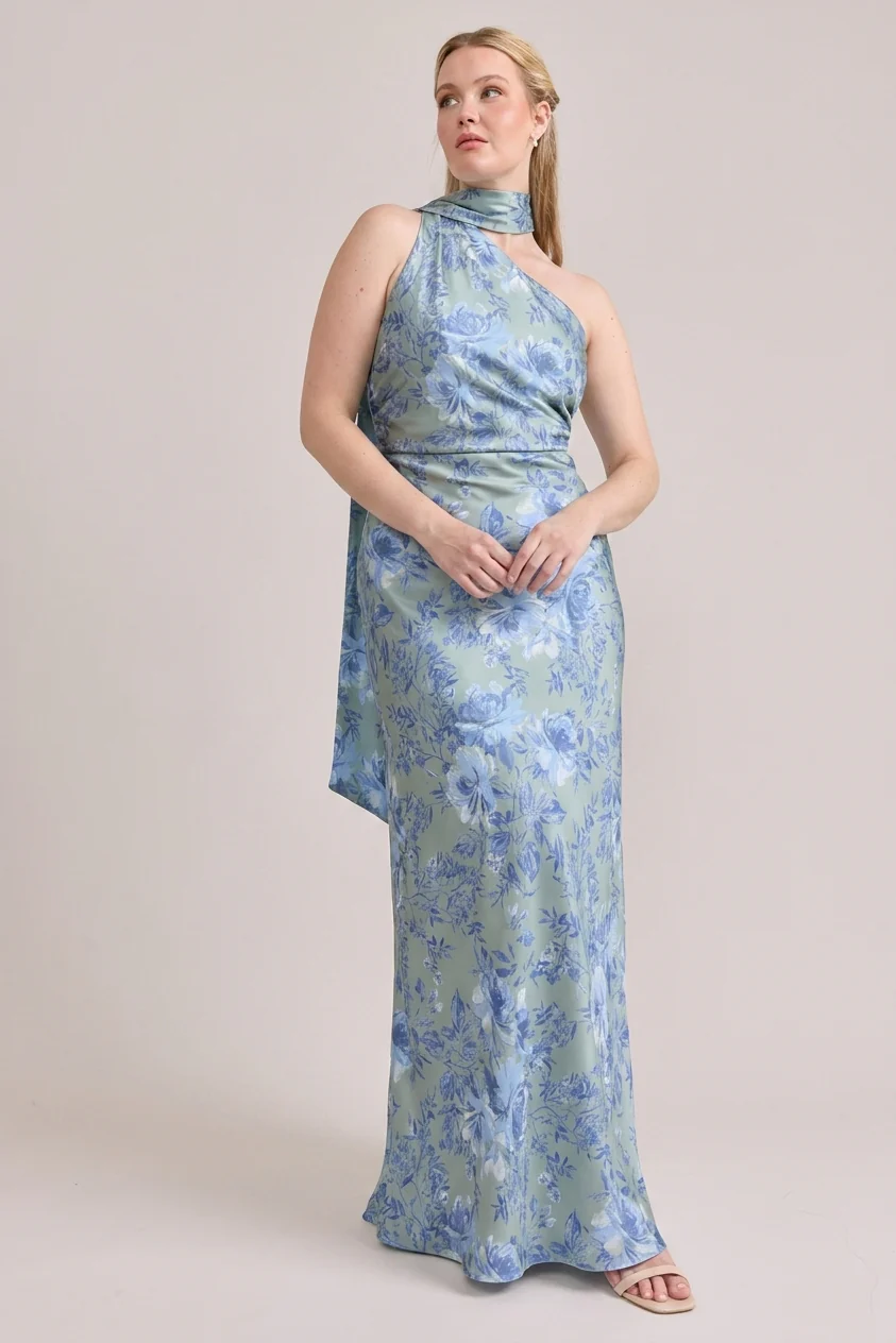 Imani Satin Floral Print Dress | Made To Order - Image 54