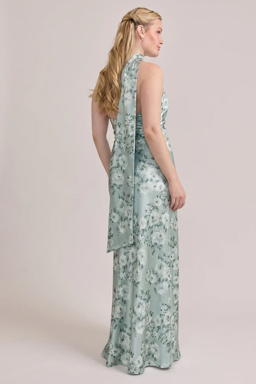 Imani Satin Floral Print Dress | Made To Order - Image 55