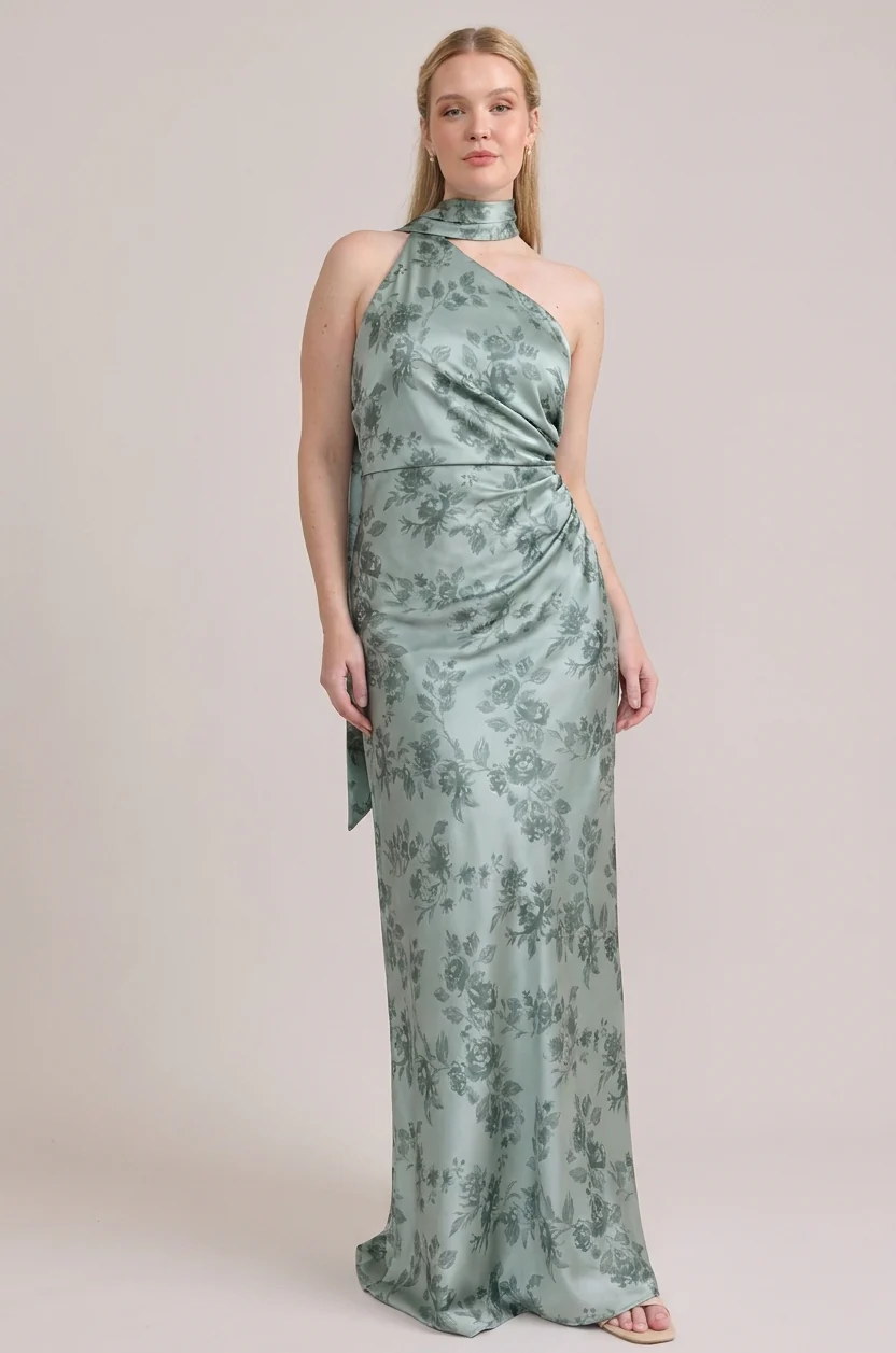 Imani Satin Floral Print Dress | Made To Order - Image 58