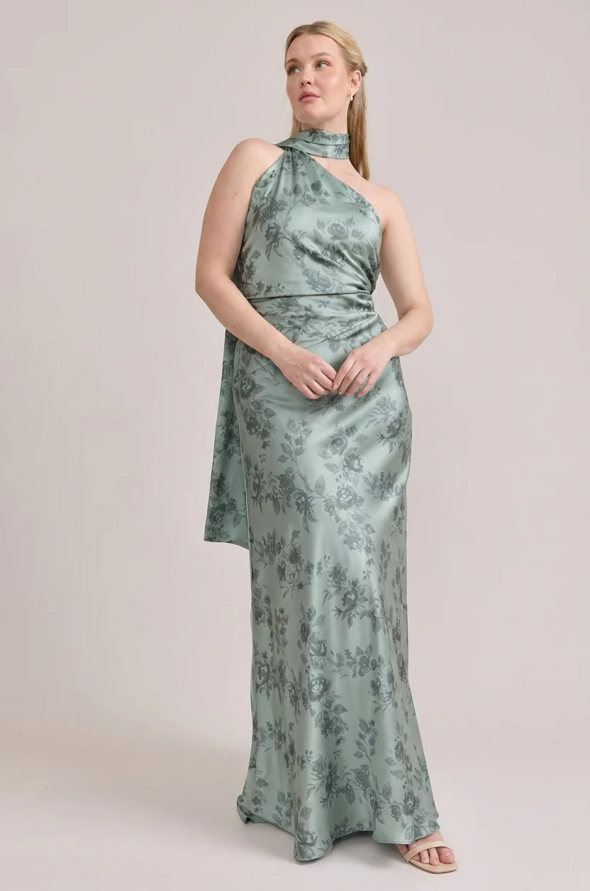 Imani Satin Floral Print Dress | Made To Order - Image 59