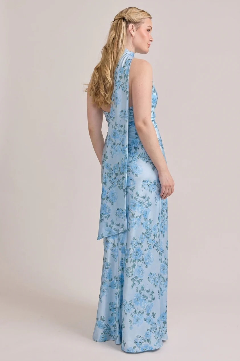 Imani Satin Floral Print Dress | Made To Order - Image 60