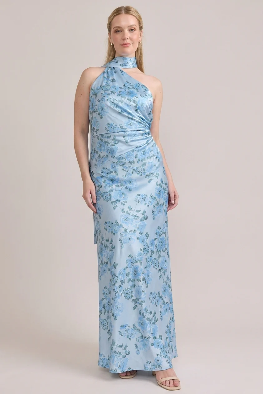 Imani Satin Floral Print Dress | Made To Order - Image 61