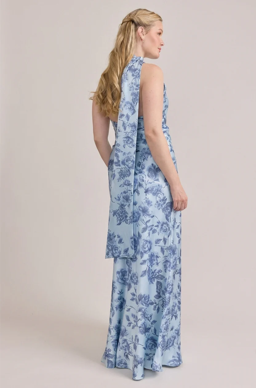 Imani Satin Floral Print Dress | Made To Order - Image 64