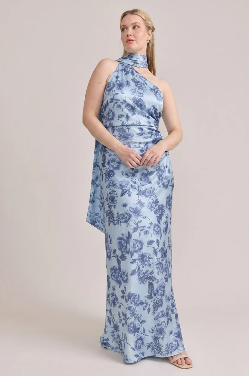 Imani Satin Floral Print Dress | Made To Order - Image 65