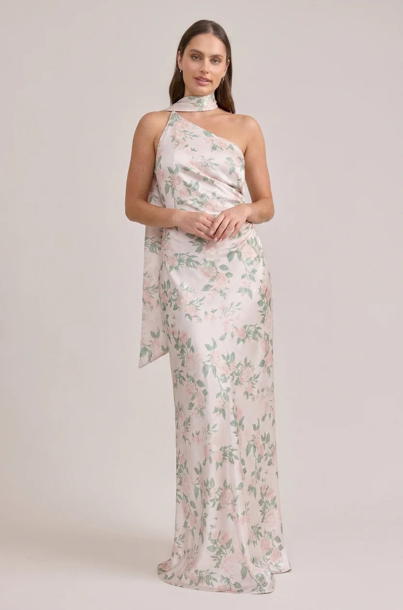 Imani Satin Floral Print Dress | Made To Order - Image 66