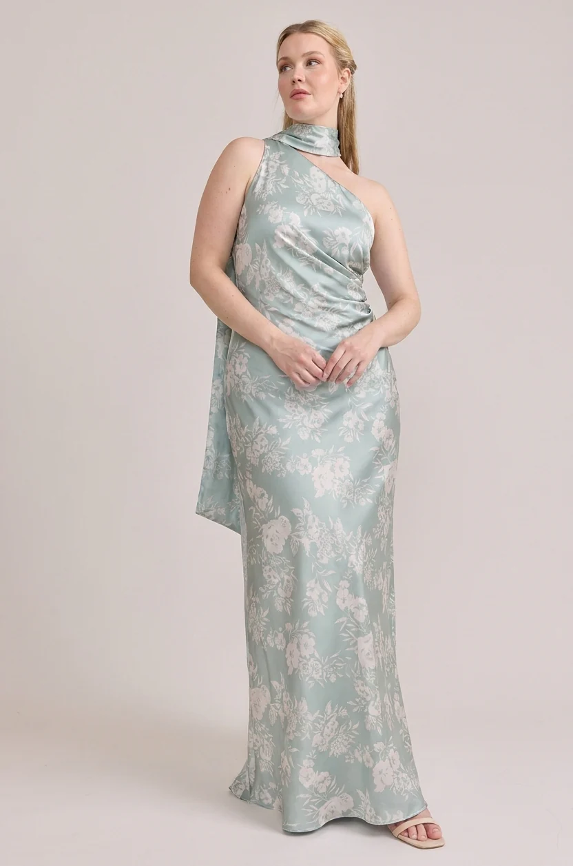 Imani Satin Floral Print Dress | Made To Order - Image 69