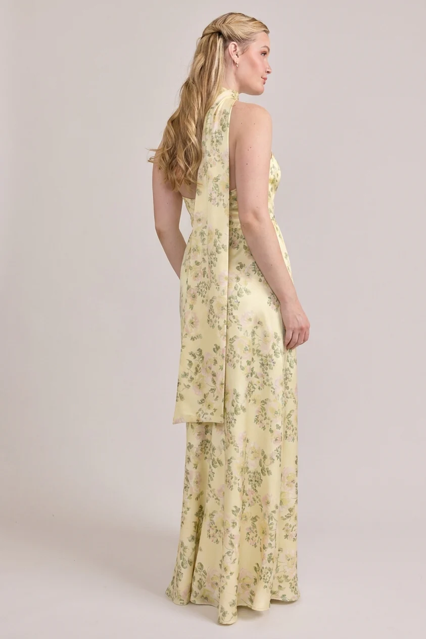 Imani Satin Floral Print Dress | Made To Order - Image 70