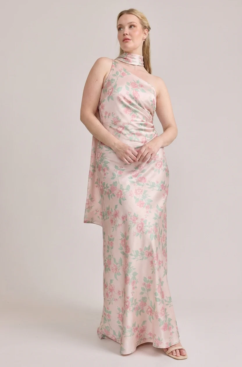 Imani Satin Floral Print Dress | Made To Order - Image 72