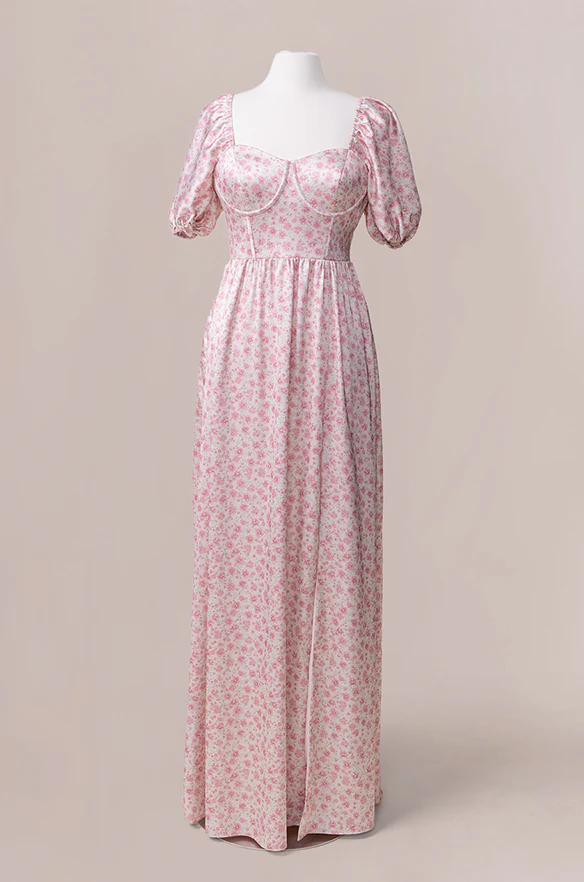 Isabella Satin Floral Print Dress | Made To Order - Image 32