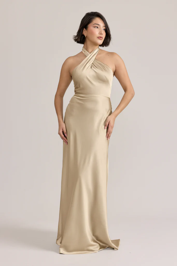 Isla Satin Dress | Ready To Ship | Gold Champagne
