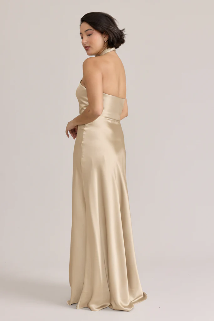 Isla Satin Dress | Ready To Ship | Gold Champagne - Image 2